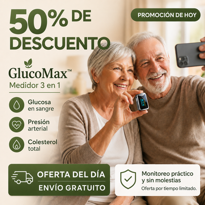 GlucoMax™ 3 en 1 - Medidor de Glucosa Sin Dolor + Colesterol + Presión Arterial + Oxígeno + ENVÍO GRATIS