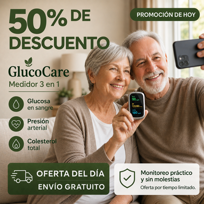 GlucoCare™ 3 en 1 - Medidor de Glucosa Sin Dolor + Colesterol + Presión Arterial + Oxígeno + ENVÍO GRATIS