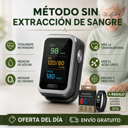 GlucoCare™ 3 en 1 - Medidor de Glucosa Sin Dolor + Colesterol + Presión Arterial + Oxígeno + ENVÍO GRATIS